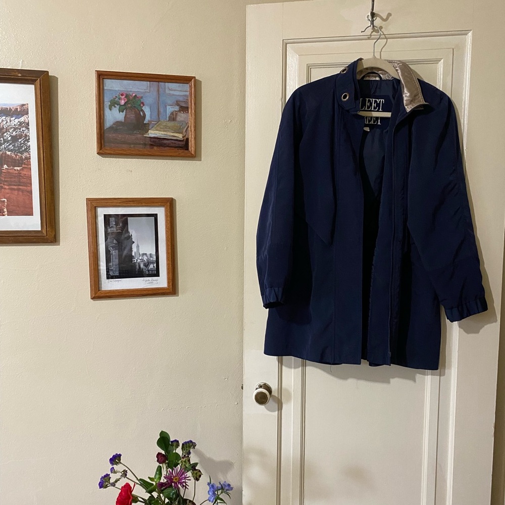 Classic Navy Trench Coat with Stand Collar